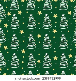 christmas tree pattern,  dooddle seamless with christmas elements