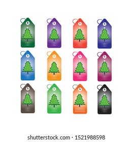 Christmas Tree pattern of Christmas gift tags set