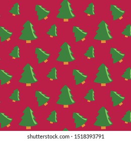 Christmas tree pattern. Green on pink background. Flat design, cartoon style. Vector Eps.8