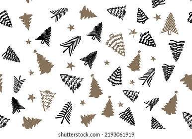 Christmas tree pattern, Hand drawn illustrations.	
