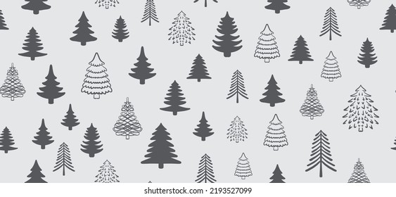 Patrón de árbol de Navidad, ilustraciones dibujadas por la mano.