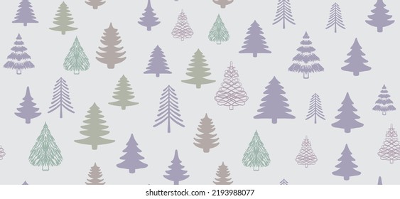 Christmas tree pattern, Hand drawn illustrations.