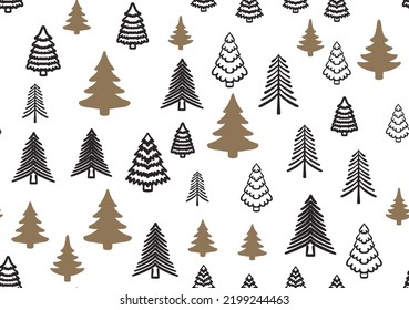 Christmas tree pattern, Hand drawn illustrations.	