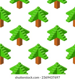 Christmas tree pattern in isometry. Vector