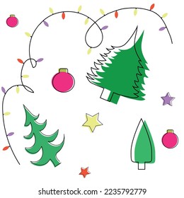 Christmas tree pattern, postcard, gift-wrap