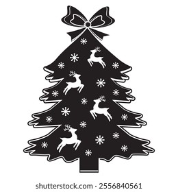 Christmas tree with a pattern of Christmas reindeer