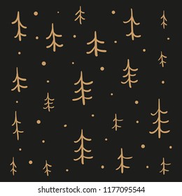 Christmas tree pattern, scandinavian style. Nursery background with Xmas trees, vector illustration