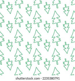 Christmas tree pattern seamless hand drawing 