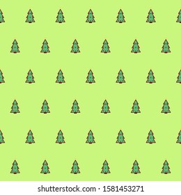 christmas tree pattern seamless in light green color