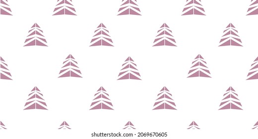 christmas tree pattern seamless vector with geometric ornament forest shiluettes. Happy new year and Marry Christmas repeating tile vintage soft pink and white wallpaper. Abstract textured background 