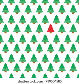 Christmas tree pattern seamless vector for wrapping paper, wallpaper, template, card, poster, textile, backdrop. New Year background.
