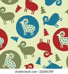 Christmas tree pattern sheep seamless design