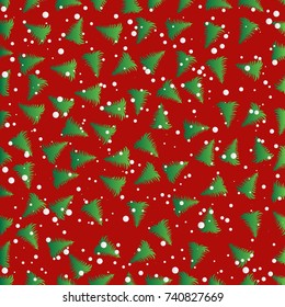 Christmas tree  pattern with snow background vector.