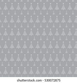 Christmas tree pattern with stars on light gray background for gift wrapping paper