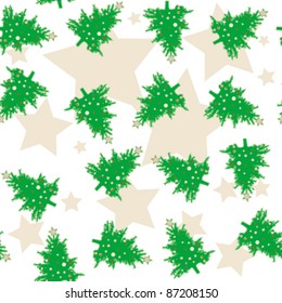 christmas tree pattern with stars over white