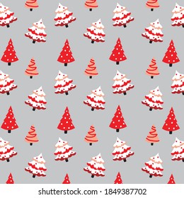 Christmas tree pattern vector illustration. Fabric, wrapping paper, wallpaper, packaging.