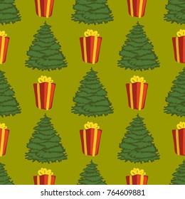 Christmas tree, pattern, vector illustration 