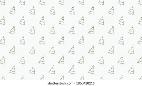 Christmas tree pattern wallpaper. Christmas doodle symbol vector.