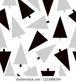 Christmas tree pattern. White background, black and gray Christmas trees. Christmas. Good for printing packaging, postcards, textiles. Simple seamless pattern.