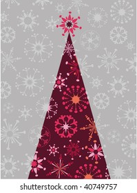 Christmas tree patterned with a snowflakes