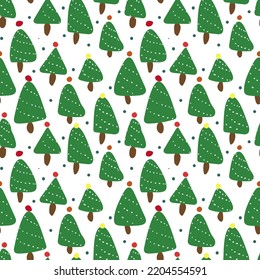 Christmas tree patterns for packaging, printing on textiles. New Year's theme is a Christmas tree in the mass. Seamless pattern on a transparent background for printed products.