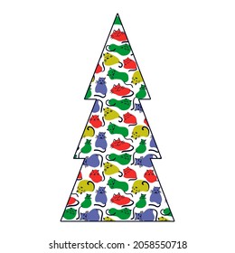 Christmas tree for a pet. Vector greeting card, poster, flyer for pet stores or hotel, Veterinary clinics