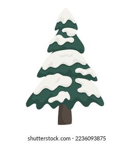 A Christmas tree piled with snow.