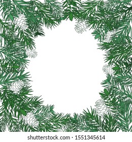 Christmas tree with pine cones oval frame