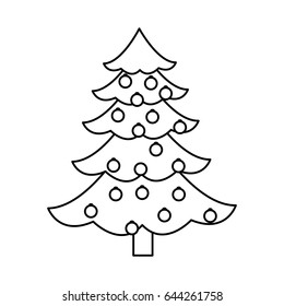 christmas tree pine decoration balls outline