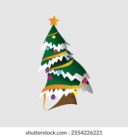 Christmas tree. pine tree decorations for Christmas. flat modern design style. pamphlet, greeting card, commemoration, template design vector