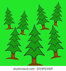 Christmas tree pine forest illustration