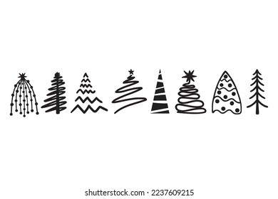 Árbol de Navidad, Dibujo de Mano de Pino, Navidad de los granjeros, Invierno, Árbol de Pino, Xmas, DXF, Clipart, PNG, Archivo de corte, Cricut, Silhouette, descarga instantánea, Paquete de Árbol de Navidad 