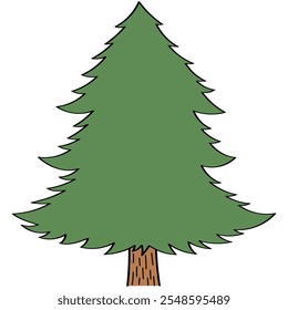 Christmas tree or pine leave space for decoration.In style filled outline doodle hand drawn cartoon. Human-made. Not generated by AI.