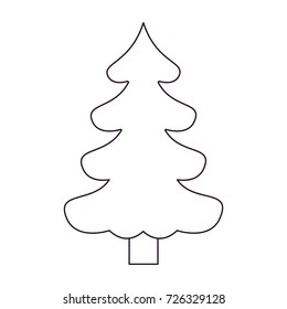 christmas tree pine with trunk silhouette on white background vector illustration