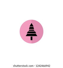 Christmas tree in a pink circle.