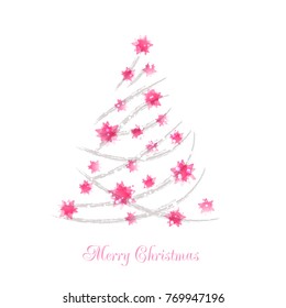 Christmas tree with pink delicate stars