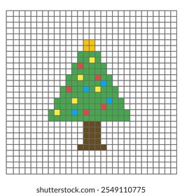 Christmas tree pixel art, pixel art christmas tree for crochet or perler beads