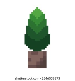 Christmas tree pixel art isolated on white background. Vector illustration.