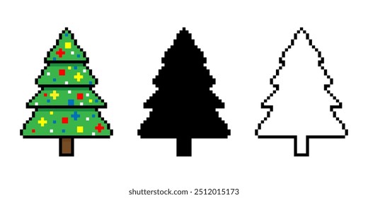 Árbol de Navidad pixel art diseño simple