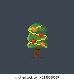 Christmas tree in pixel art style