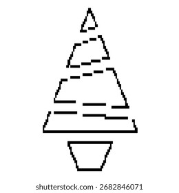 christmas tree pixel icon, 8-bit. Isolated vector illustration.