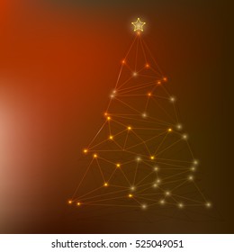 Christmas tree polygon lines abstract background