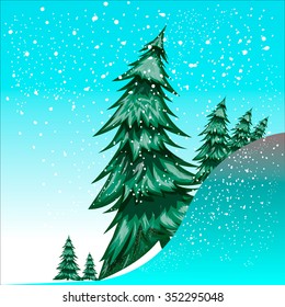 Christmas tree, postcard, brochure, poster Happy New Year