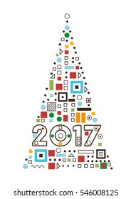 Árbol de Navidad, diseño de postales. Año Nuevo 2017