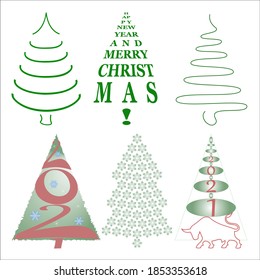 Christmas tree for postcard, vector illustration