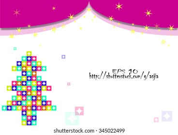 Christmas tree postcard vector pattern