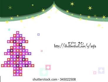 Christmas tree postcard vector pattern