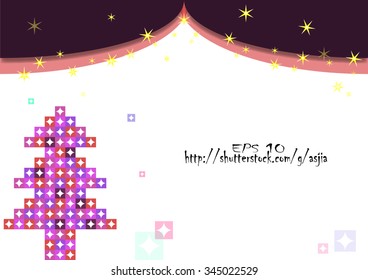 Christmas tree postcard vector pattern