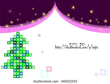 Christmas tree postcard vector pattern