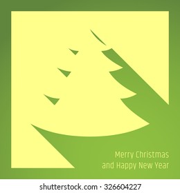 Christmas tree poster, long shadow style